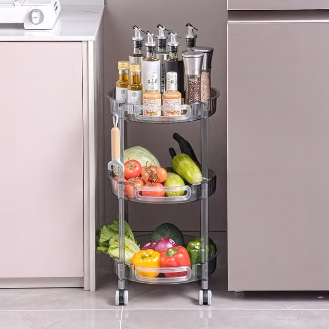 Lifeideas 3-Tier Plastic Freestanding Storage Cart in Black