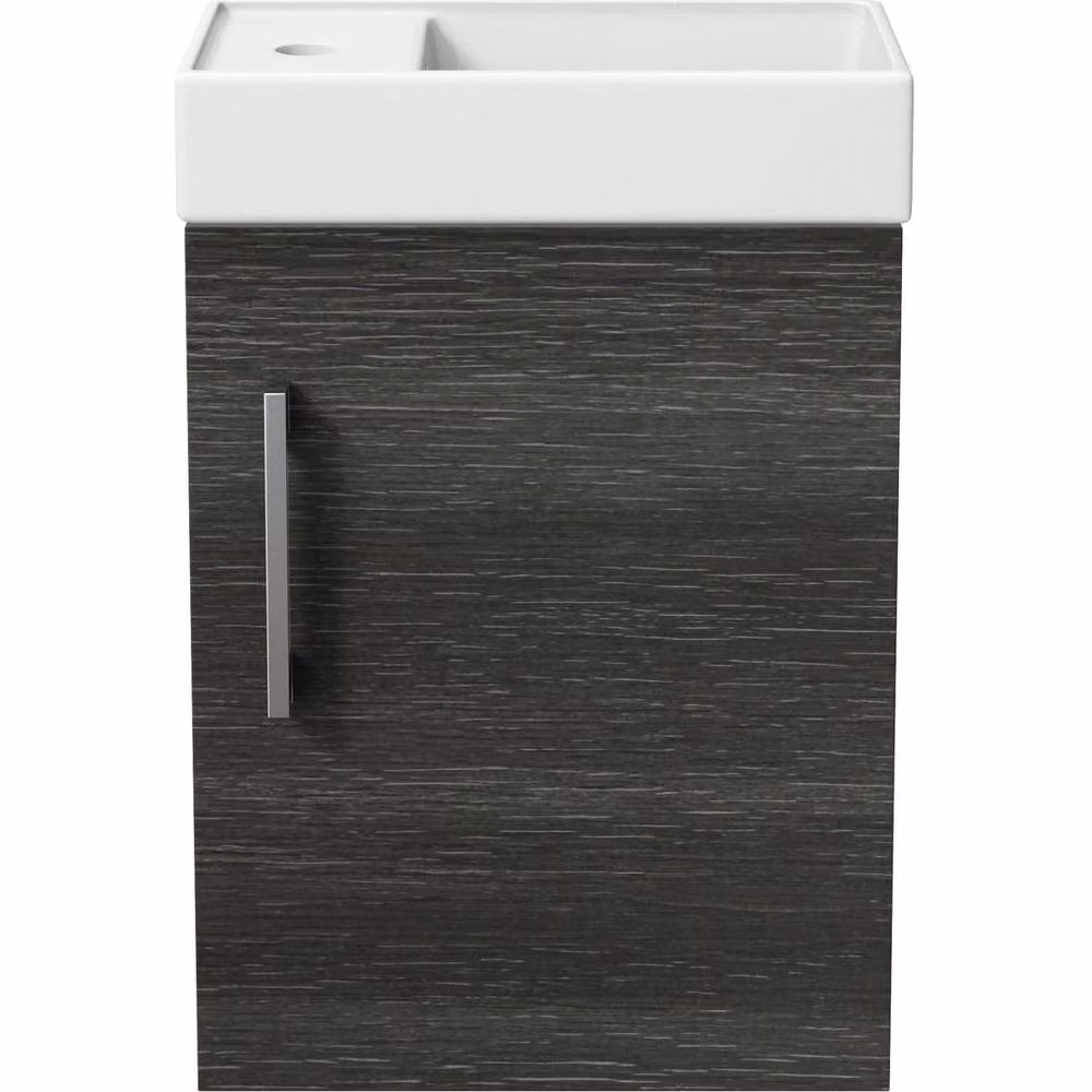 KORVIXA Modern Wall Hung Bathroom Basin Sink Vanity Unit in Dark Grey, W: 100 cm, D: 52 cm – 2