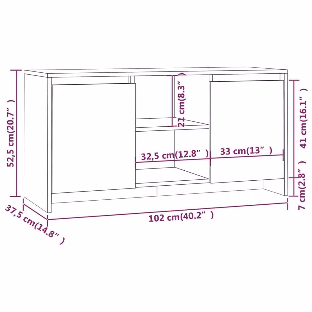 Berkfield Home TV Cabinet in Smoked Oak Brown, W/D/H: 102 x 37.5 x 52.5 cm – 4