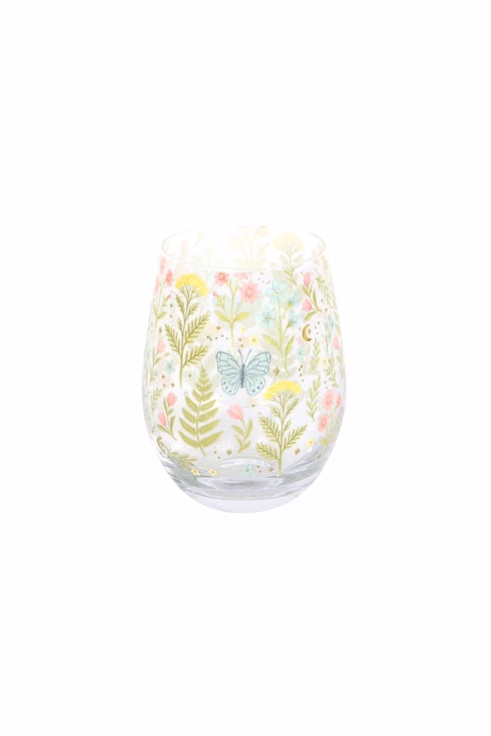 KDMD Luna Bloom Floral Stemless Glass Tumbler, 450ml, Transparent – 2