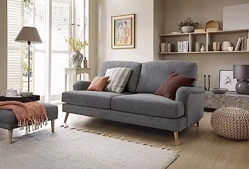 Abakus Direct Harper 3 Seater Sofa in Dark Grey Smart Chenille Fabric W/D/H: 173 x 88 x 103 cm – 2