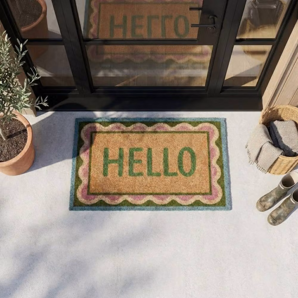 Garden Greatness Hello Scallop Printed Coir Doormat, Multicolour, W: 45 cm, D: 75 cm – 2