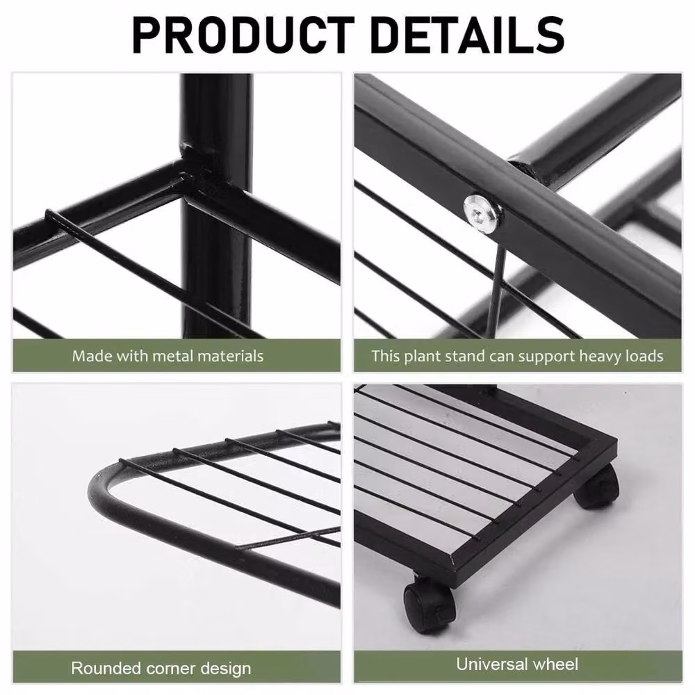 NESTLUNE 6 Tier Metal Plant Shelf Rack Display Stand in Black, W: 100 cm, D: 15 cm – 3