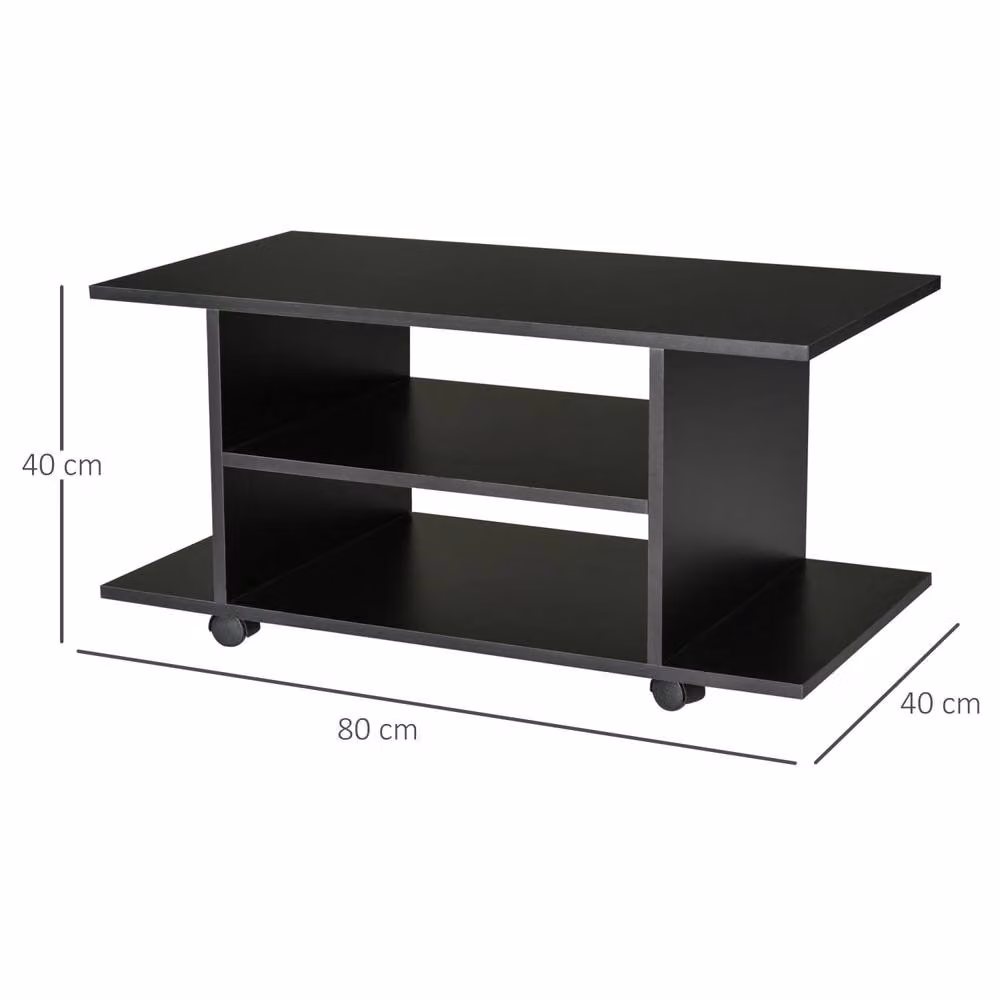 Wyld Haus Coro Black Mobile TV Storage Unit with Shelves W/D/H: 80 x 40 x 40 cm – 2