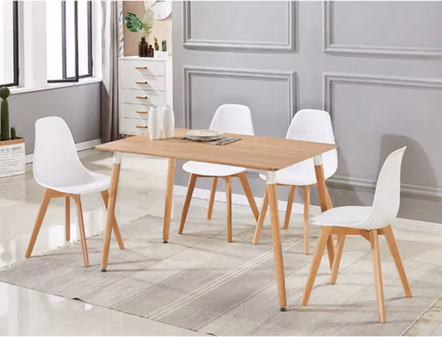 Life Interiors Rico Halo Modern White Dining Set with Rectangular Table and 4 Chairs