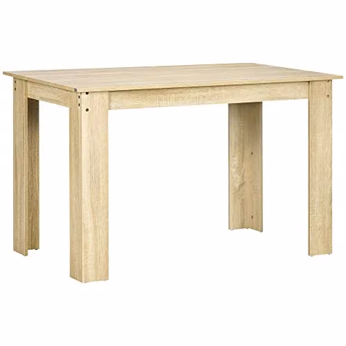 HOMCOM Modern Rectangular Dining Table in Oak Brown, W/D/H: 120 x 69 x 75 cm – 1