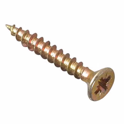 ForgeFix Yellow Galvanised Multi-Purpose Wood Screws with Pozidriv Self-Countersinking Head, Diameter: 3.0 mm, Length: 25.0 mm