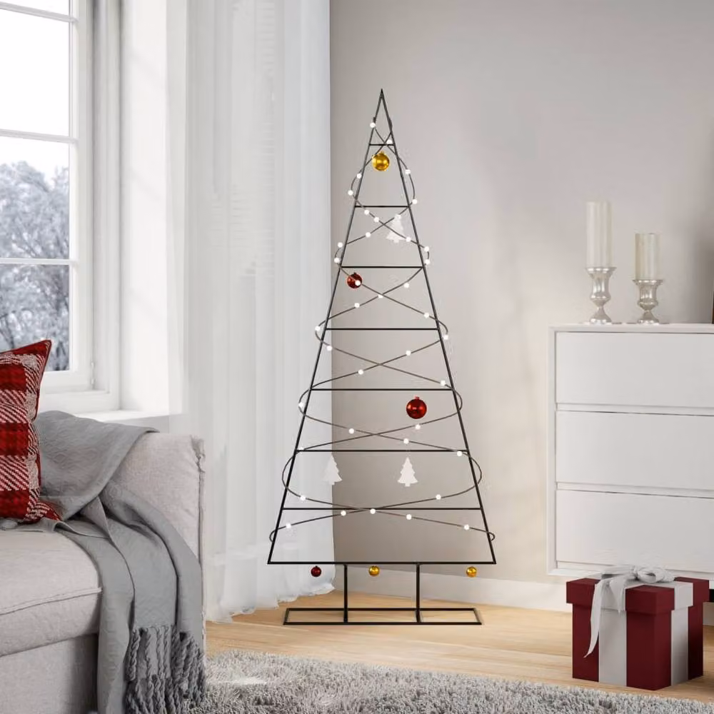 Berkfield Home Minimalist Metal Christmas Tree Decoration in Black, Height: 150 cm – 2