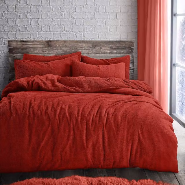 VELOSSO Red Thermal Fleece Duvet Set and Pillowcase, W: 180 cm, L: 200 cm