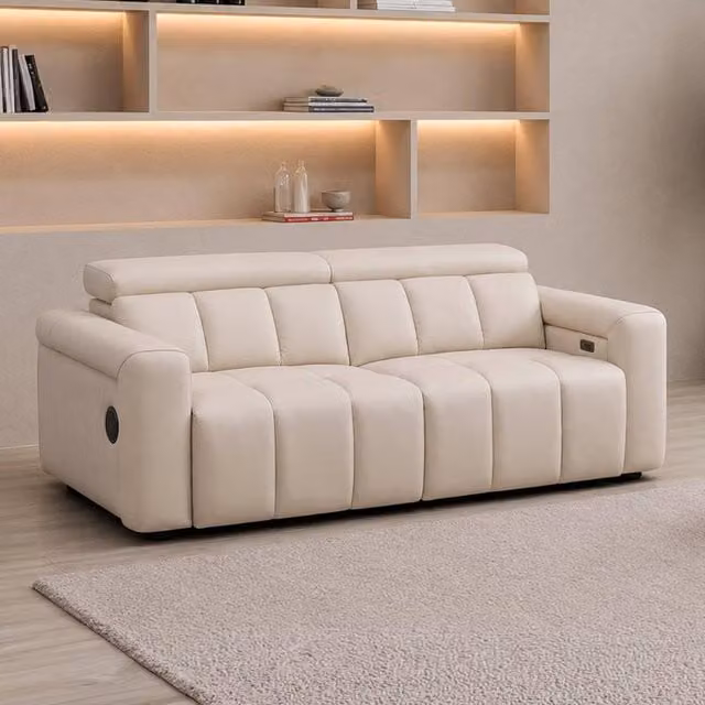 Furnishings For Less UK Delilah Cream Oslo 3 Seater Electric Reclining Sofa with Soundbar and USB Charging – 1