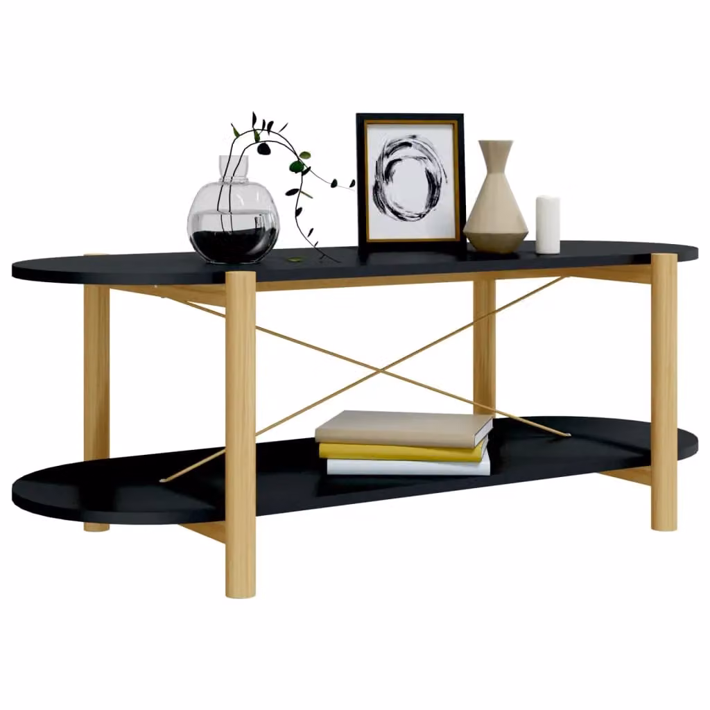 Berkfield Home Black Oval Coffee Table in Engineered Wood, W/D/H: 110 x 48 x 40 cm – 4