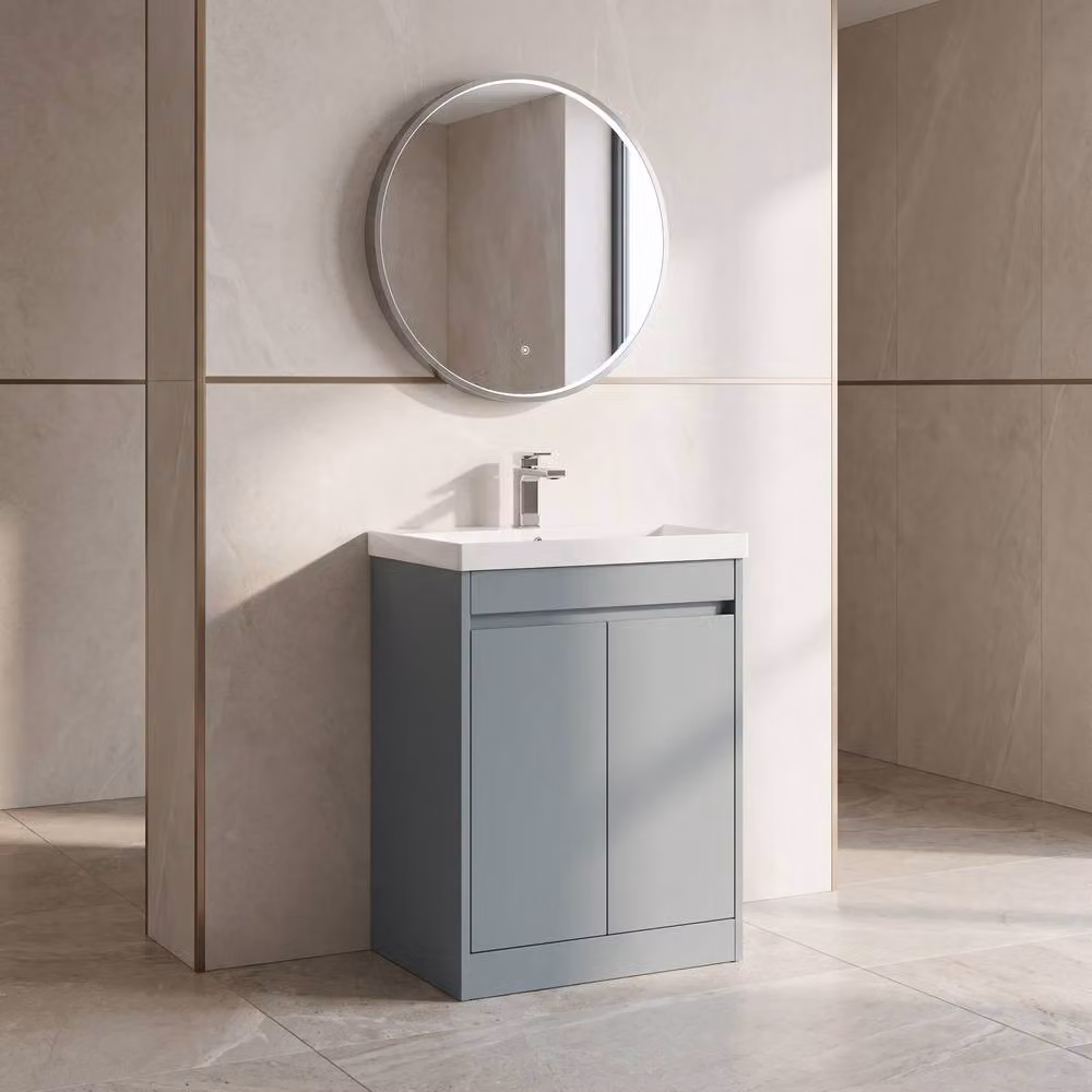 Balterley Chartley 2 Door Freestanding Bathroom Vanity Unit with Thin Edge Basin, Coastal Grey, W/D/H: 62 x 39.5 x 83.5 cm – 2