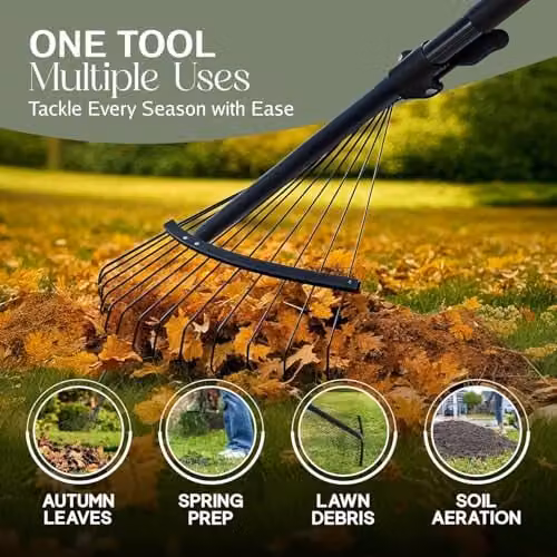 Pelle & Sol Adjustable Garden Rake in Black with 25 Tines – 4