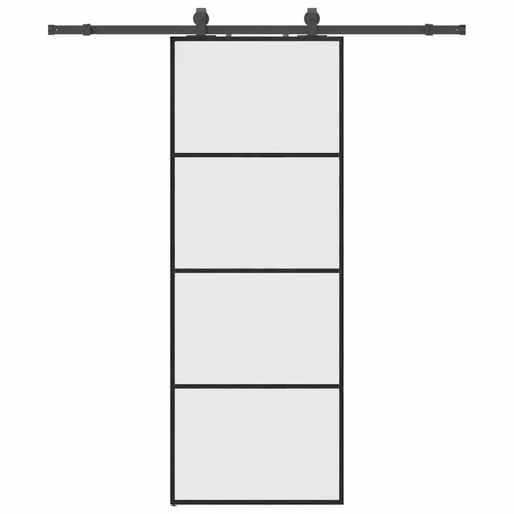 Berkfield Home Modern Sliding Glass Door with Hardware Set, Black, W: 76 cm, H: 205 cm – 2