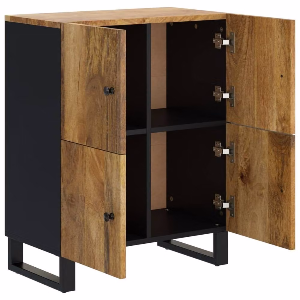 Berkfield Home 4-Door Solid Mango Wood Sideboard in Brown, W/D/H: 60 x 33 x 75 cm – 4