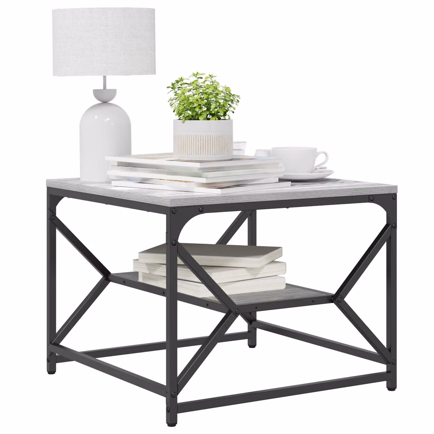 Berkfield Home Coffee Table with Shelf in Grey Sonoma, W: 51 cm, D: 50 cm, H: 40 cm – 2