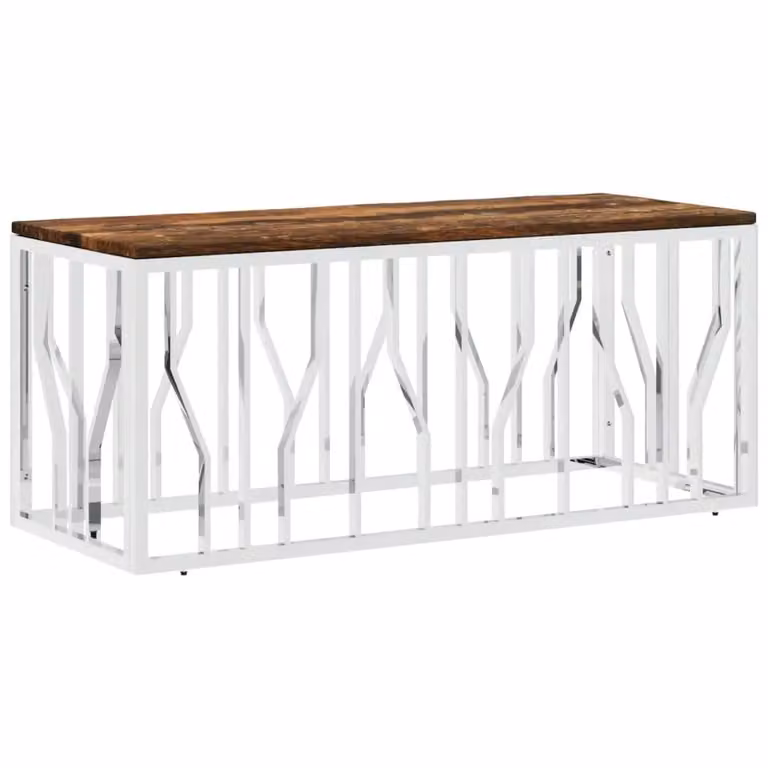Berkfield Home Industrial Coffee Table in Silver Stainless Steel and Reclaimed Solid Wood