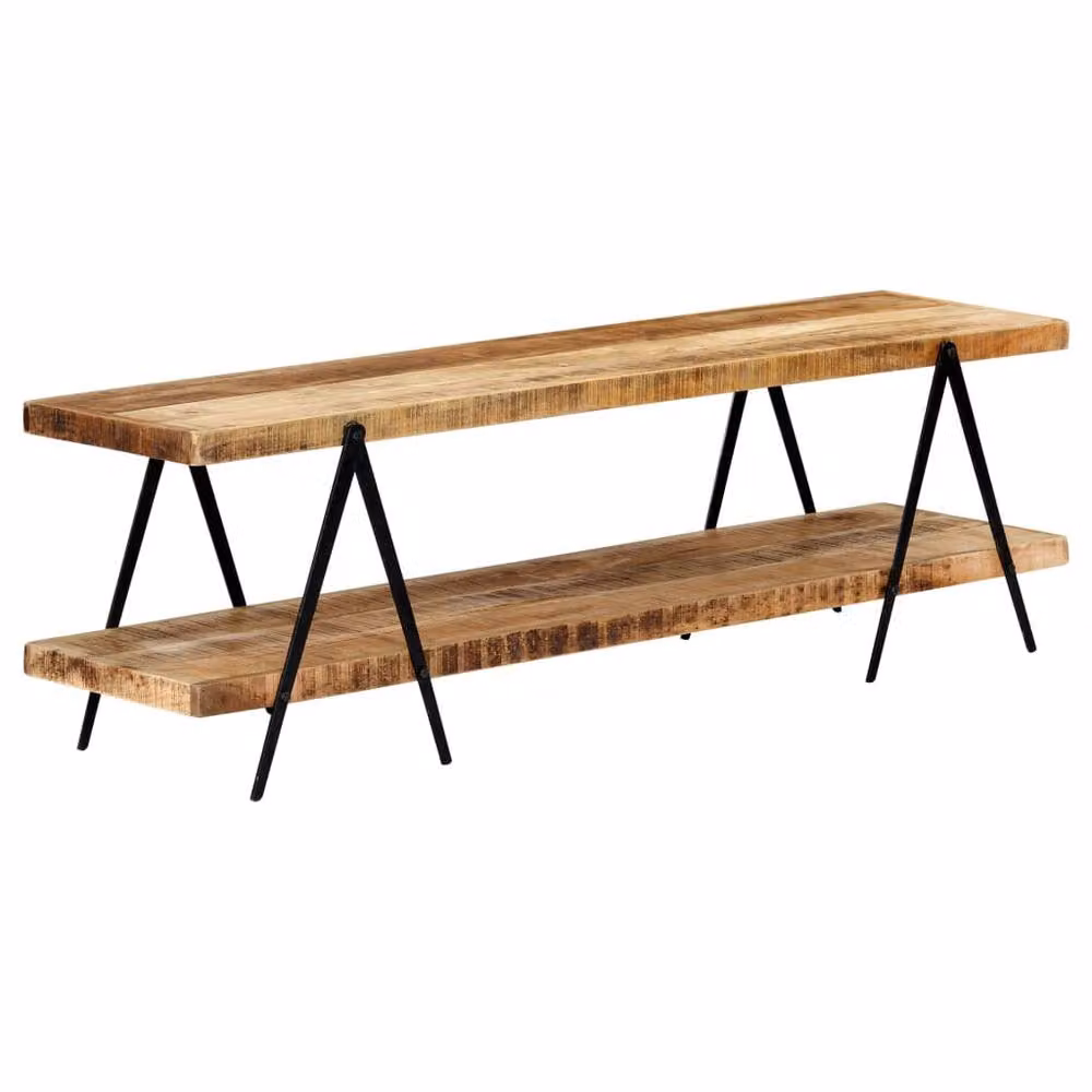 Berkfield Home Rustic Solid Mango Wood TV Cabinet in Brown, W/D/H: 160 x 40 x 50 cm – 2
