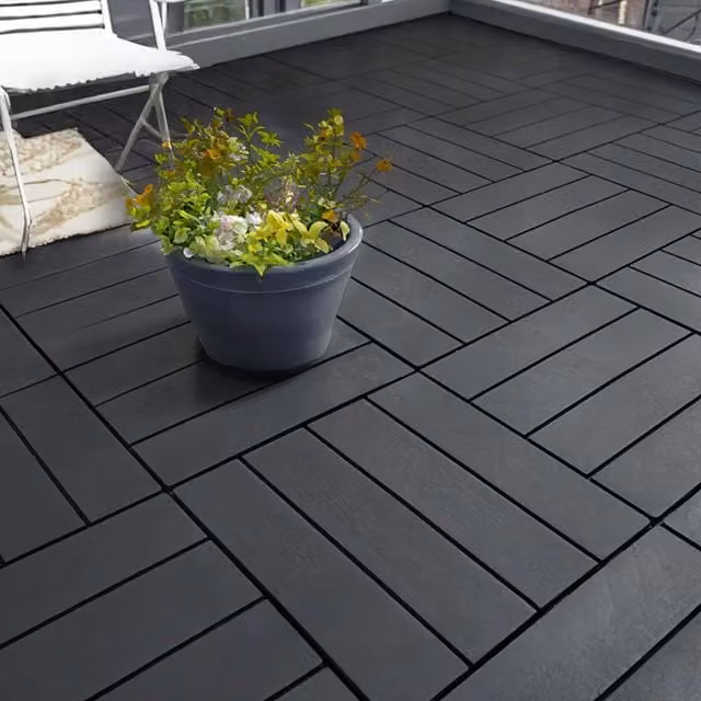 Nicoman Polydeck Interlocking Decking Tiles, Pack of 12, Black, W/D: 30 x 30 cm – 1