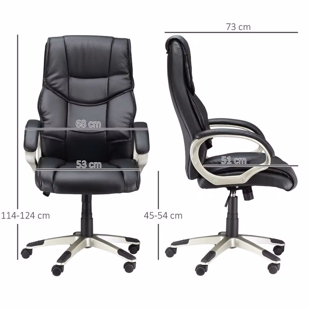 Rolipo Black Faux Leather High Back Executive Office Chair with Rocking Function and Headrest – 5