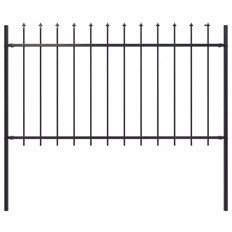 Berkfield Home Elegant Garden Fence with Spear Top in Black Powder-Coated Steel, W: 1.7 m, H: 1 m