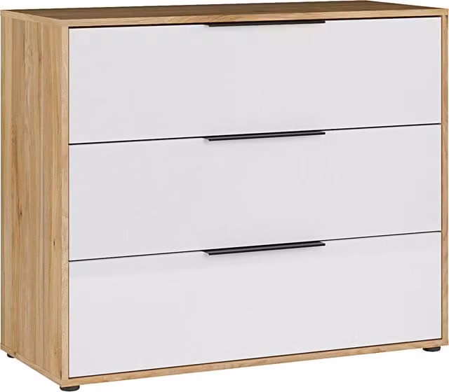 Furniture To Go Orkney 3 Drawer Chest in Mauvella Oak and White Gloss