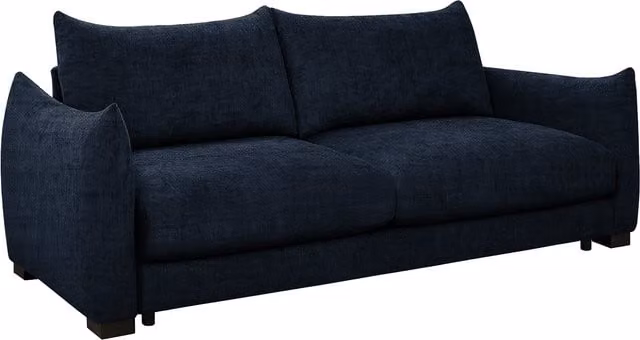 Bronte Navy Blue 3 Seater Upholstered Fabric Sofa Bed with Scatter Cushions