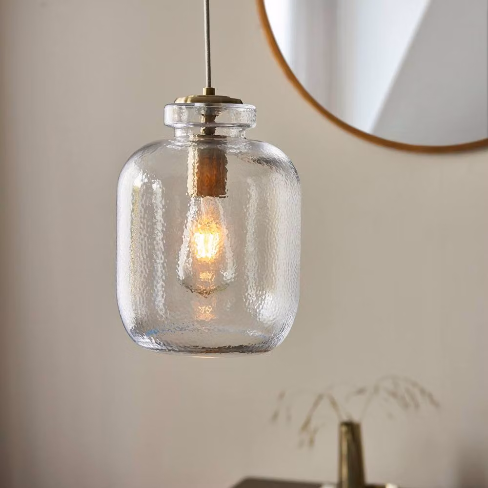 Netlighting Lyra Dome Ceiling Pendant with Transparent Textured Glass and Gold/Brass Metal Finish – 2