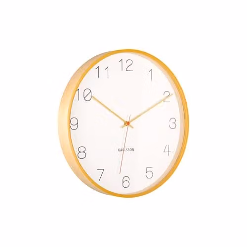 Karlsson Joy Round Wood Wall Clock with Yellow Accents, Diameter: 40 cm – 1