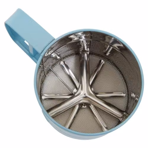 Orsina Pastel Blue Mechanical Flour Sifter with Fine Mesh and Handles, 250ml – 2
