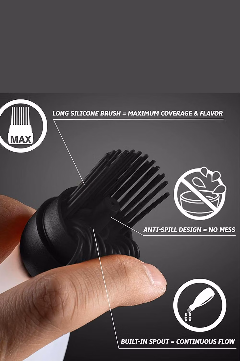 Gourmet Easy Black Silicone Pastry and Basting Brush – 4