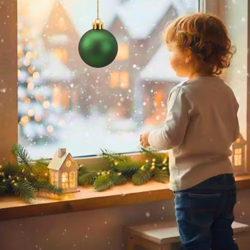 Shatchi Green Round Plastic Christmas Bauble Hanging Ornament, Diameter: 20 cm – 7