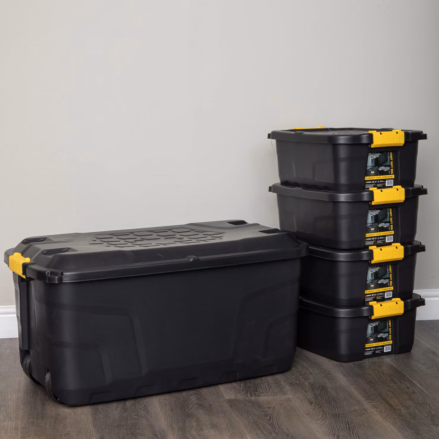 Samuel Alexander Heavy Duty Lockable and Stackable Storage Chest Set with Wheels and Clips, Black – 2