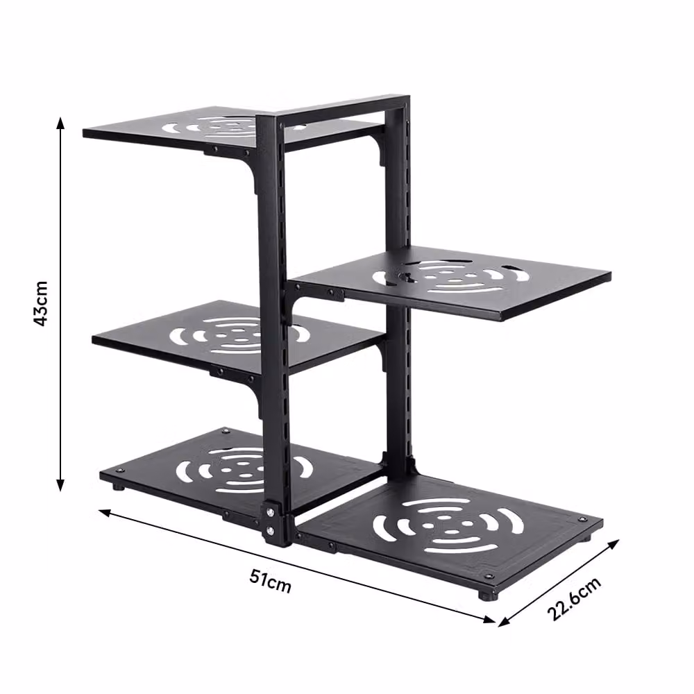 Living and Home Adjustable 5/7 Tier Metal Kitchen Pan and Pot Rack Organizer in Black – 5
