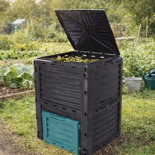 Primrose Large 300L Plastic Garden Compost Bin with Flip Lid in Black, W/D/H: 120 x 85 x 60 cm – 1