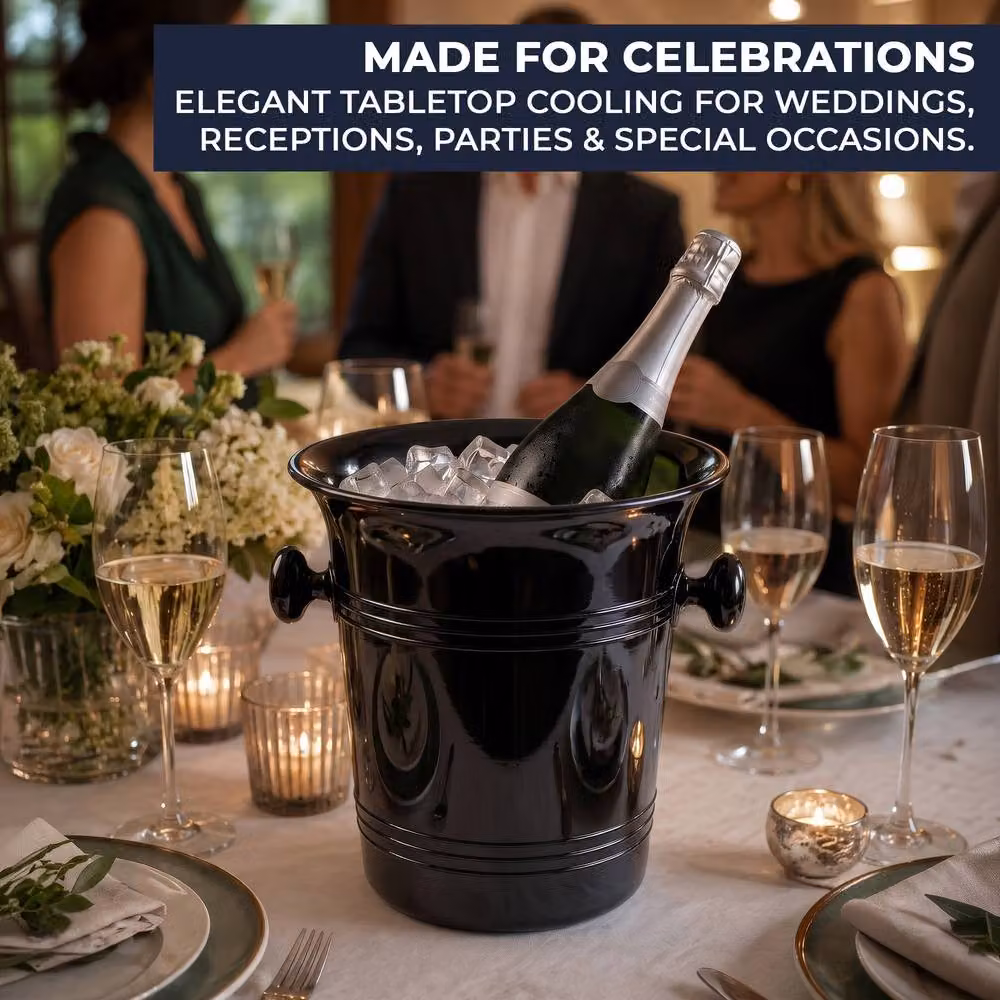 Chabrias Ltd Black Wine Cooler and Champagne Ice Bucket, 3.5 l – 6