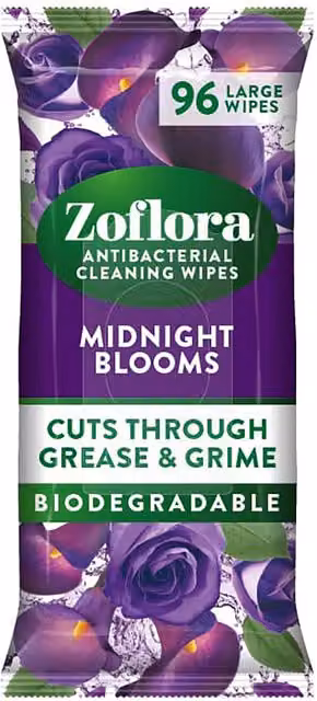 Zoflora Antibacterial Cleaning Wipes Midnight Blooms Purple 96 Pack
