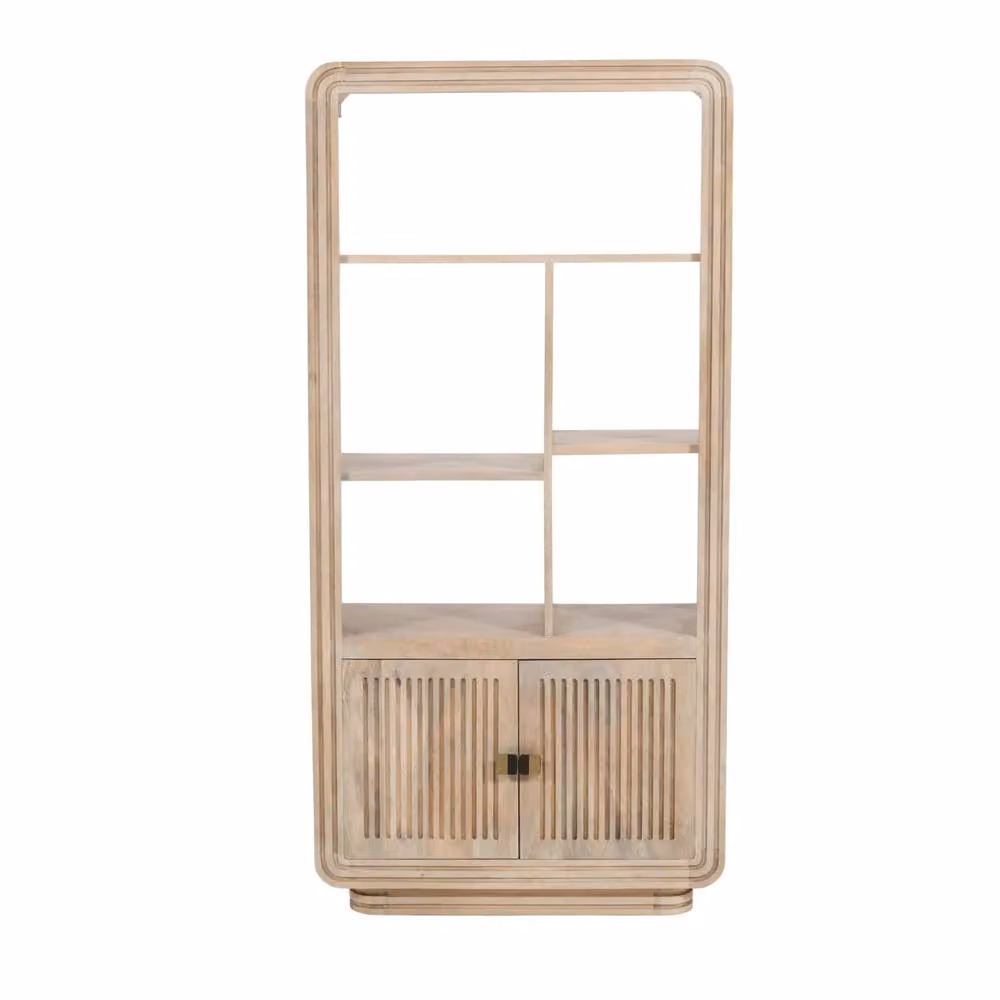 Wyld Haus Arizona Mango Wood Display Cabinet in Brown with 2 Hinged Slatted Doors – 2