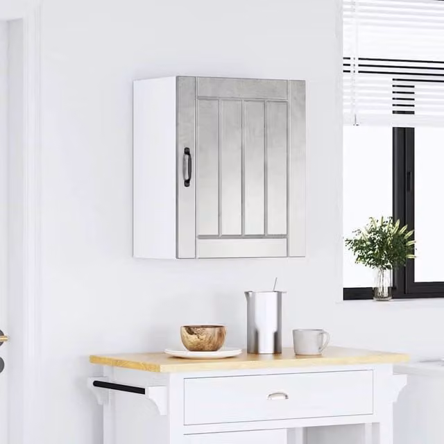 Berkfield Home Lucca Wall Mounted Kitchen Cabinet in Concrete Grey Matt MDF, W/D/H: 60.0 x 25.0 x 31.0 cm