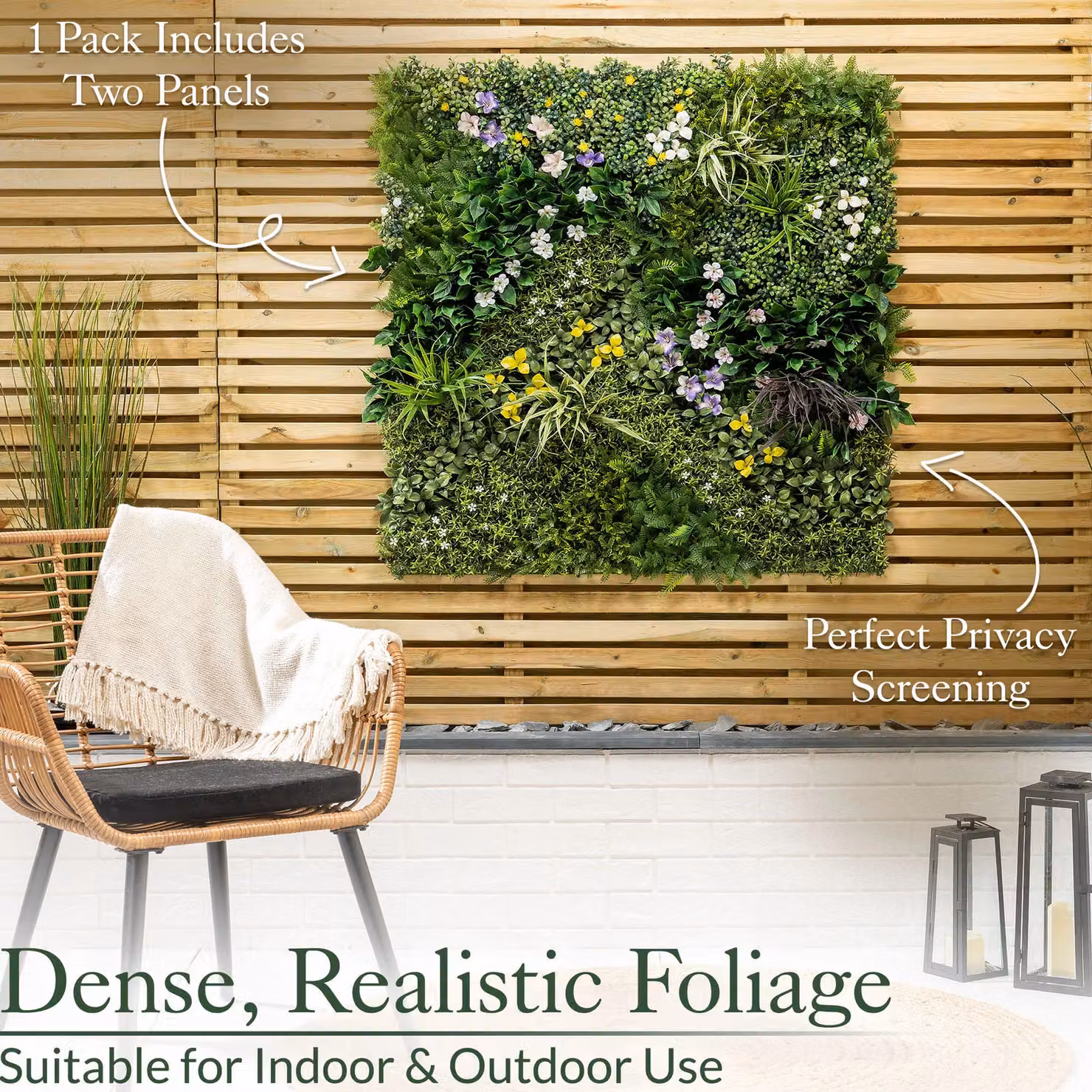 Christow Artificial Green Plant Living Wall Panels with Multicolour Floral Foliage for Indoor and Outdoor Use – 4