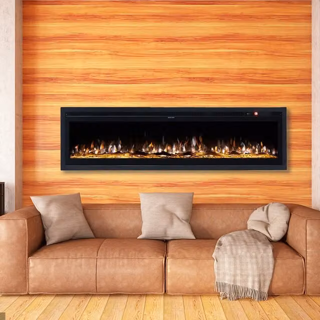 Living Star Black Electric Glass Fireplace, W: 152.4 cm