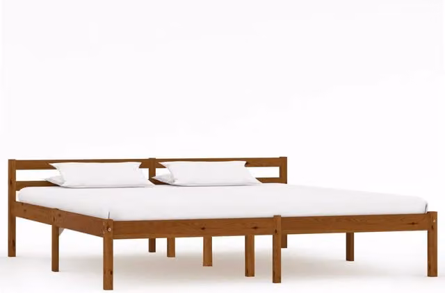 Berkfield Home Modern Solid Pine Wood Bed Frame, Brown, W: 160 cm, D: 200 cm – 1