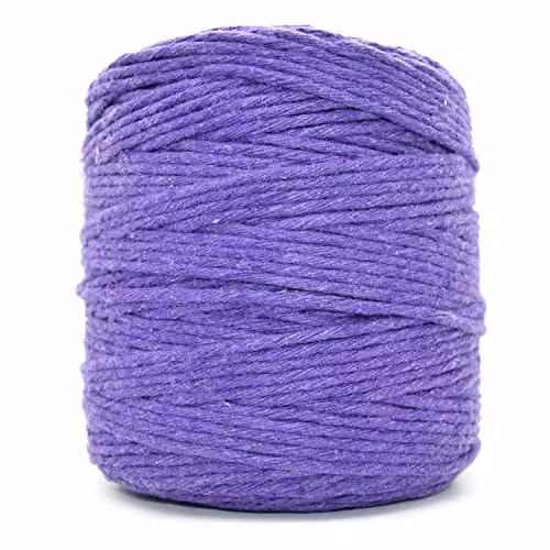 SolaDirect Premium Purple Macrame Cord, 300 m of 2 mm Thick Natural Cotton Thread Yarn for DIY Crafts and Home Decoration