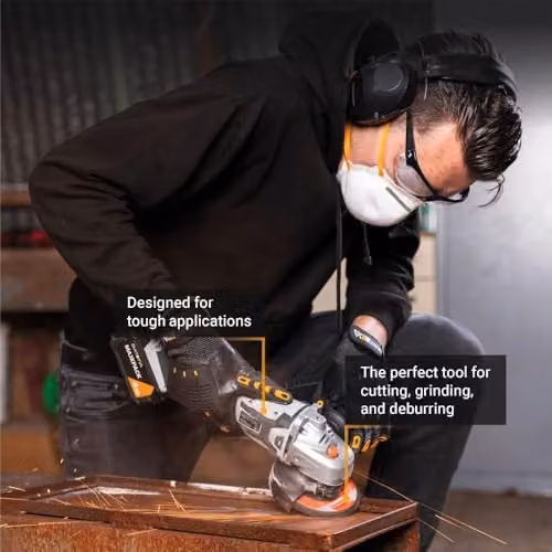 Batavia Maxxpack 18V Cordless Brushless Angle Grinder 115mm, Grey and Orange – 3