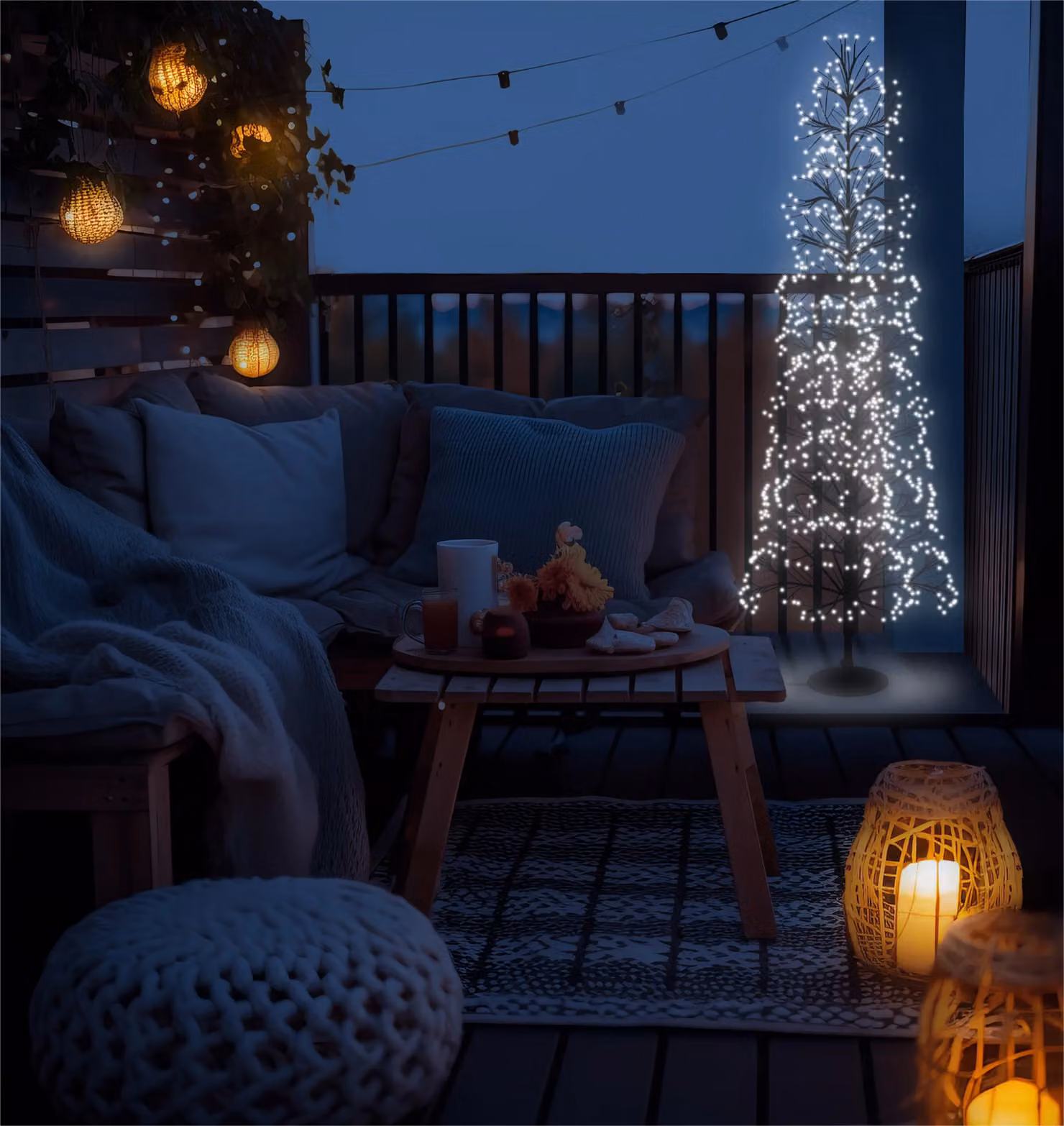 Xmas Haus Black Christmas Tree with 2000 Warm White Micro LEDs, Height: 150 cm – 2