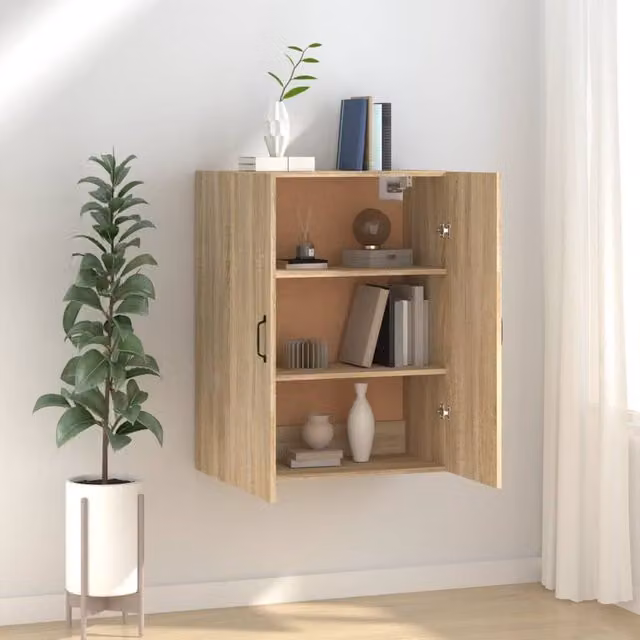 Berkfield Home Sonoma Oak Hanging Cabinet, Brown, W/D/H: 69.5 x 34 x 90 cm