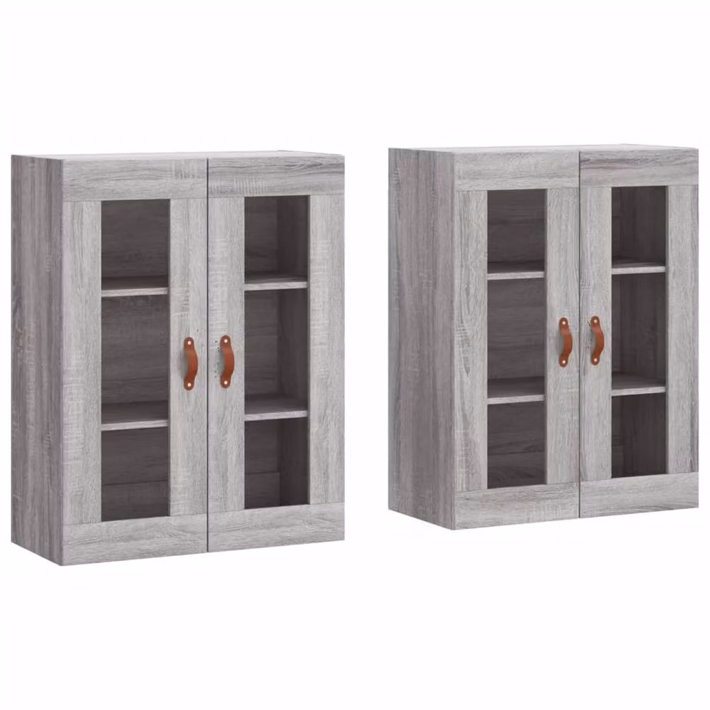 Berkfield Home Set of 2 Wall Mounted Cabinets with Glass Doors in Grey Sonoma Engineered Wood – 3
