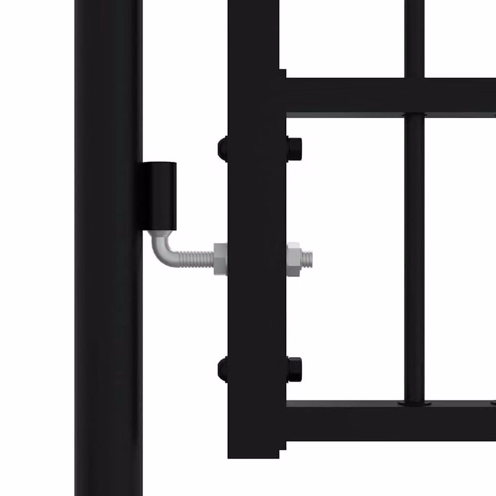 Berkfield Home Black Spear Top Steel Swing Fence Gate, W: 103 cm, H: 175 cm – 4