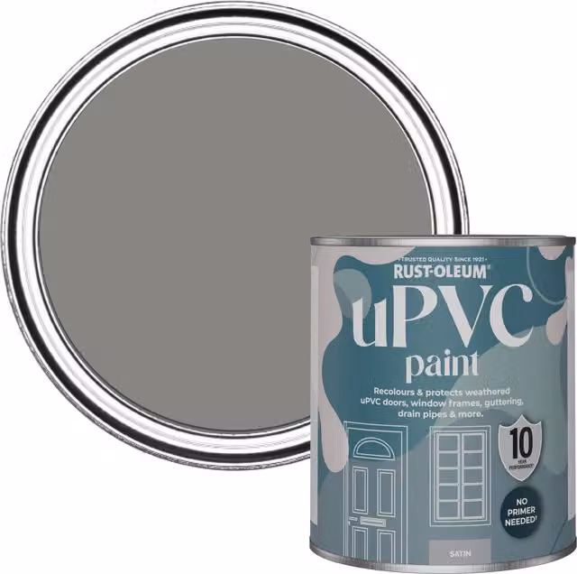 Rust-Oleum UPVC Paint in Satin Finish, Grey, 0.75 l