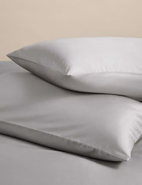 M&S 2 Pack Egyptian Cotton 400 Thread Count Mako Satin Silky Pillowcases, Grey